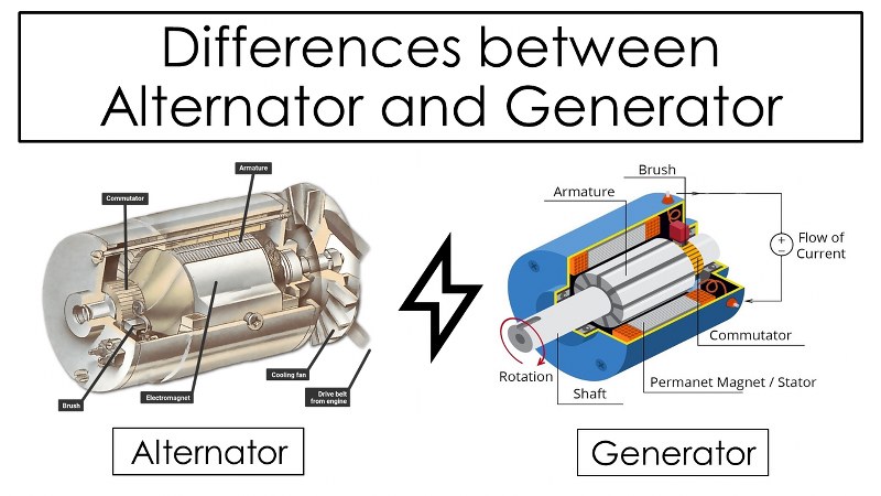 alternator vs generator, difference between alternator and generator, alternator explained, generator explained