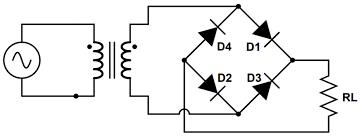 bridge rectifier circuit, rectifier diagram, bridge rectifier symobl