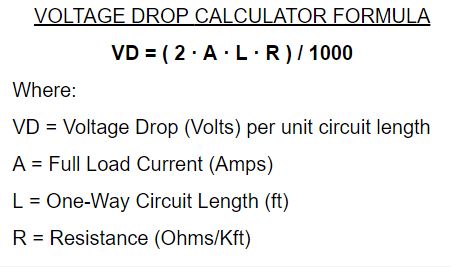 voltage drop calculator, voltage drop, voltage drop formula, how to calculate voltage drop