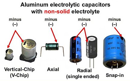 aluminum electrolytic capacitor, non solid capacitor, capacitor pos, vertical chip, axial capacitor, radial capacitor, snap in capacitor, capacitor minus, capacitor polarity, what does a capacitor look like